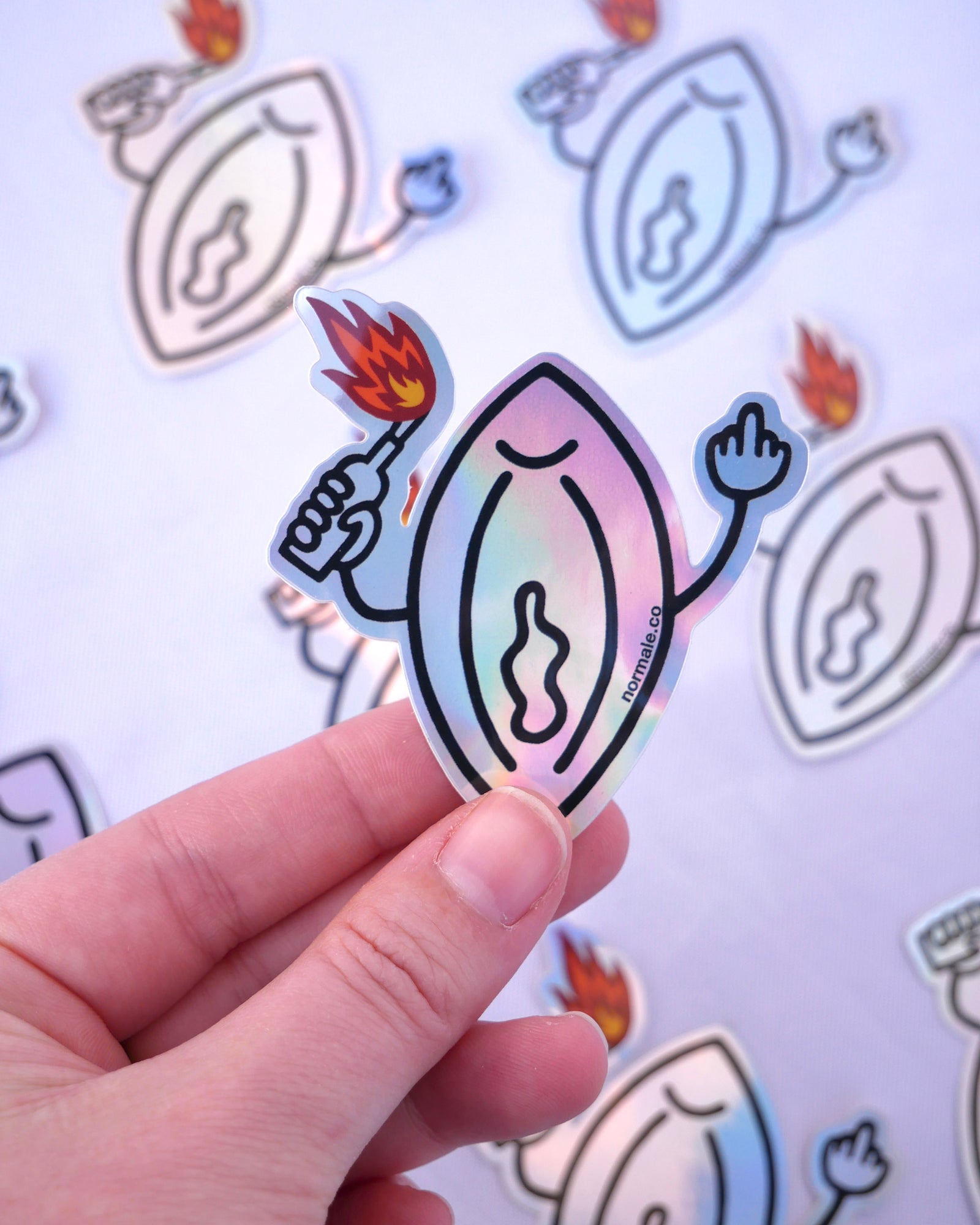 Holographic Vulva with Molotov Sticker